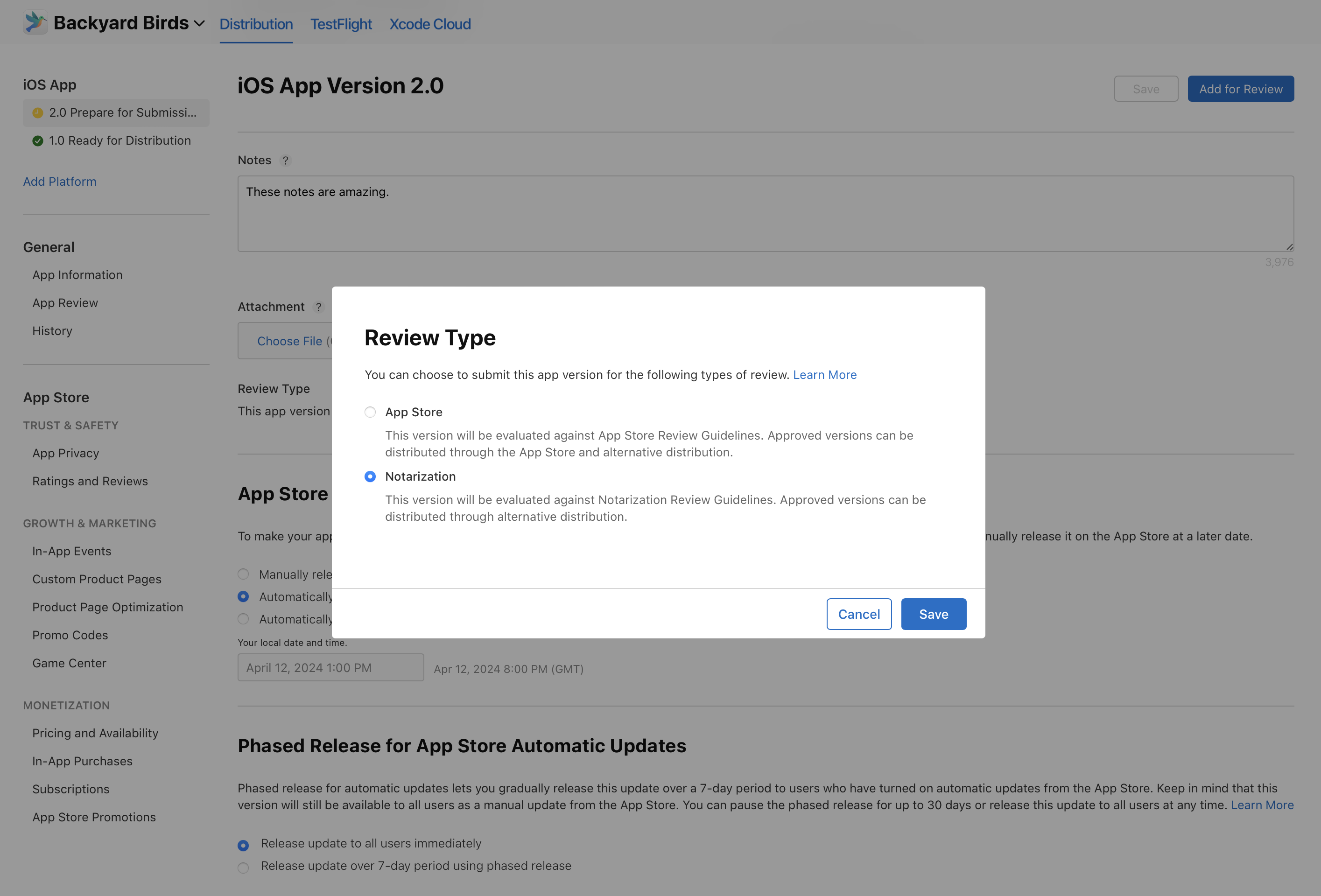  プロンプトに、「App Store」と「認証」の2つのオプションが表示されます。