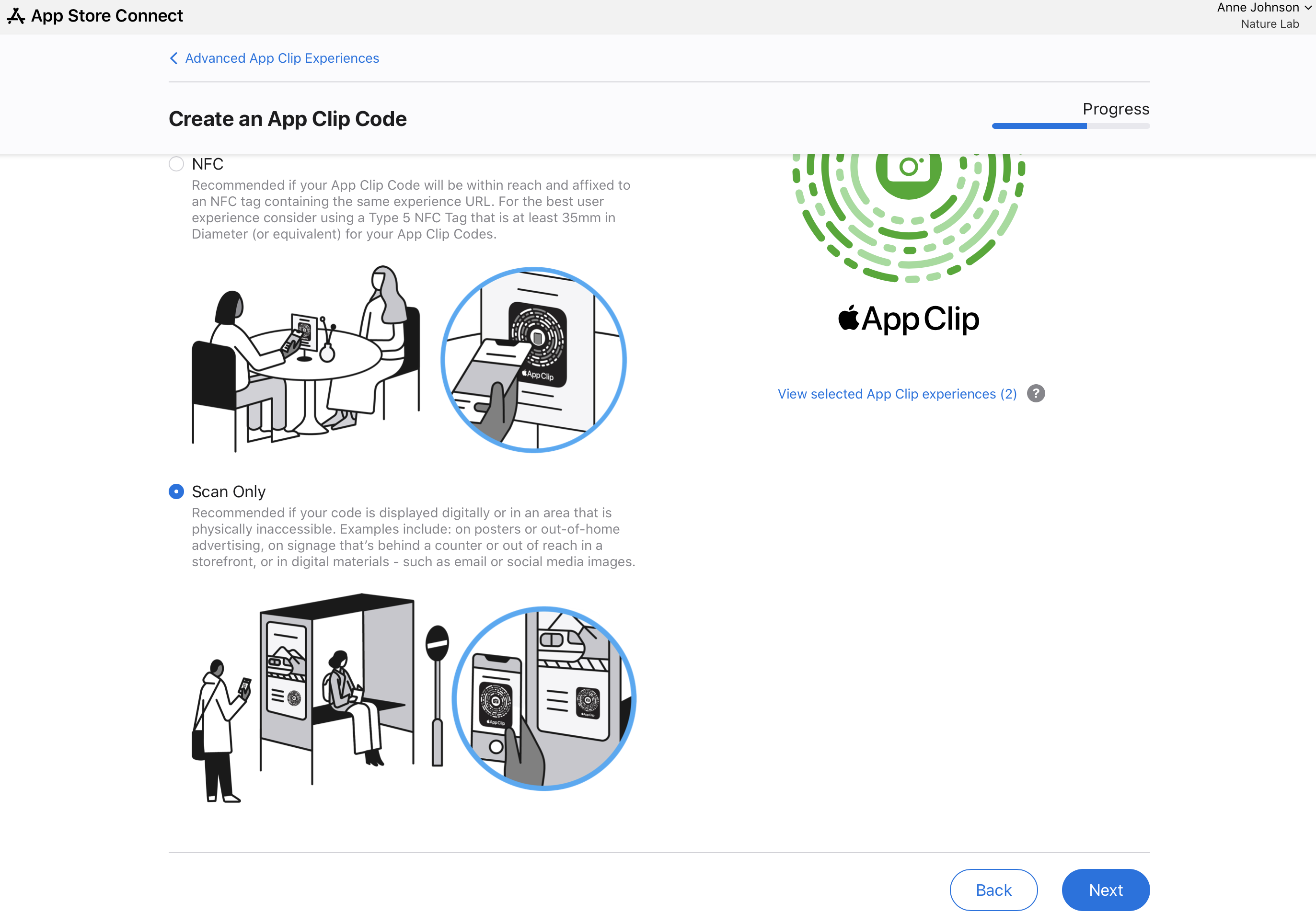 App Clipコードの「スキャンのみ」のイラストのスクリーンショット。