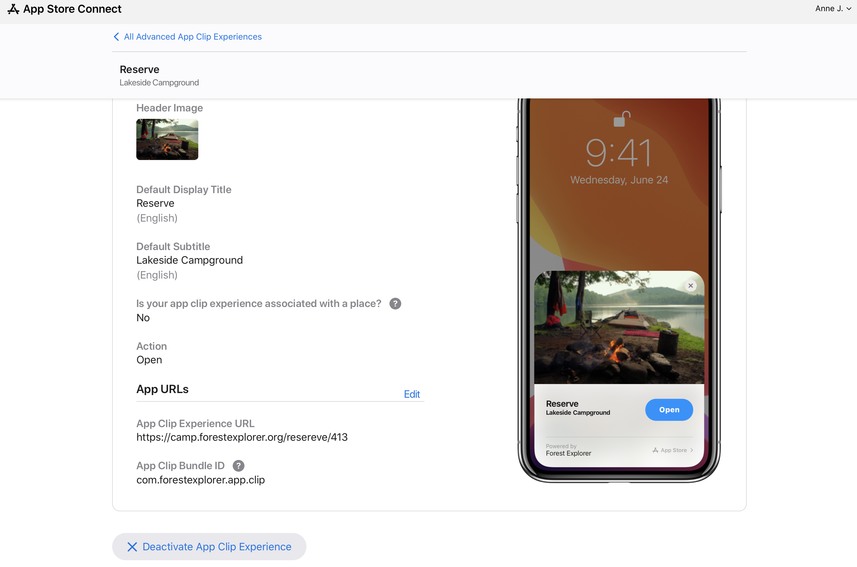App Clipを無効化するオプションのスクリーンショット。