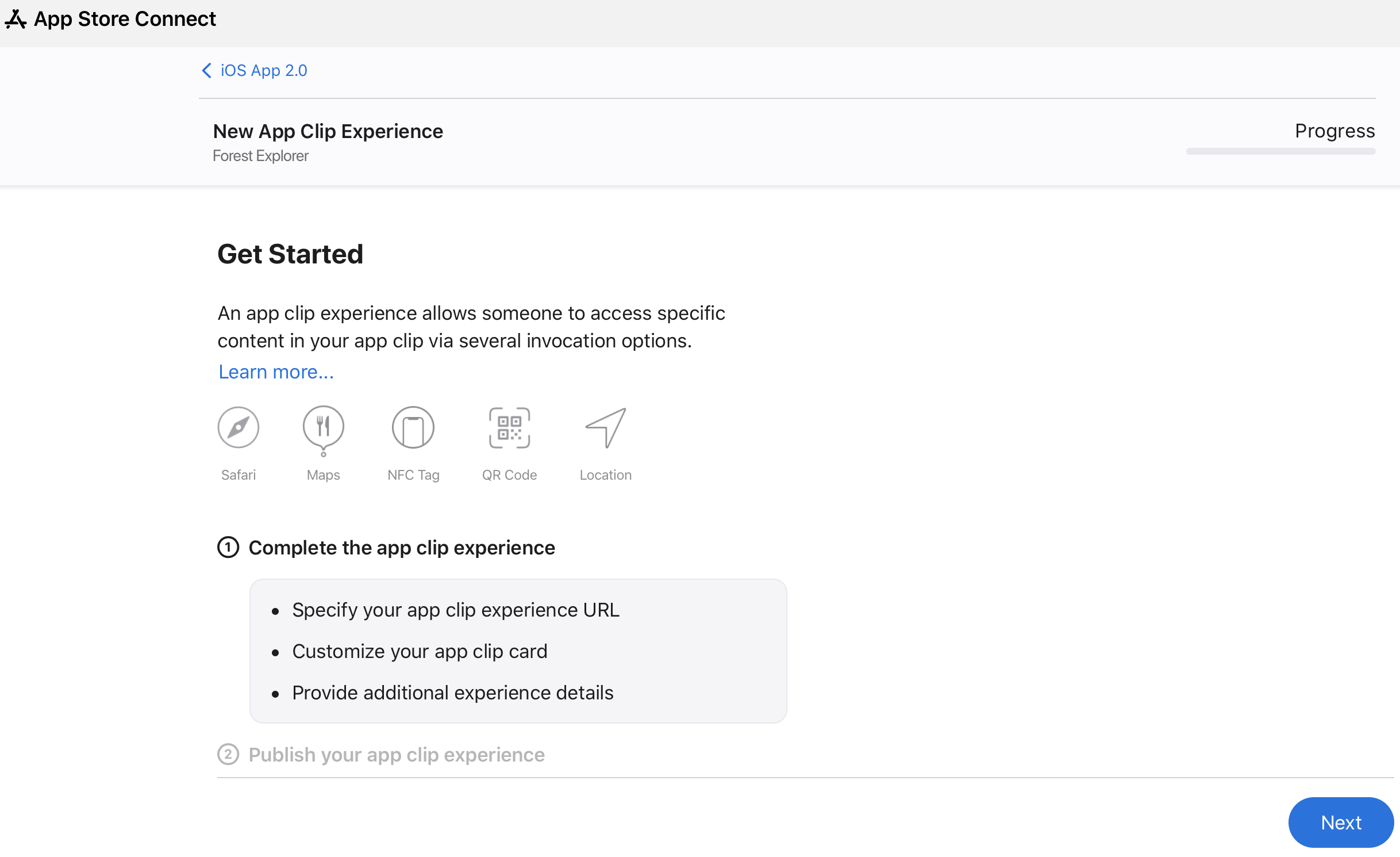 App Clip体験ページの「はじめに」のスクリーンショット