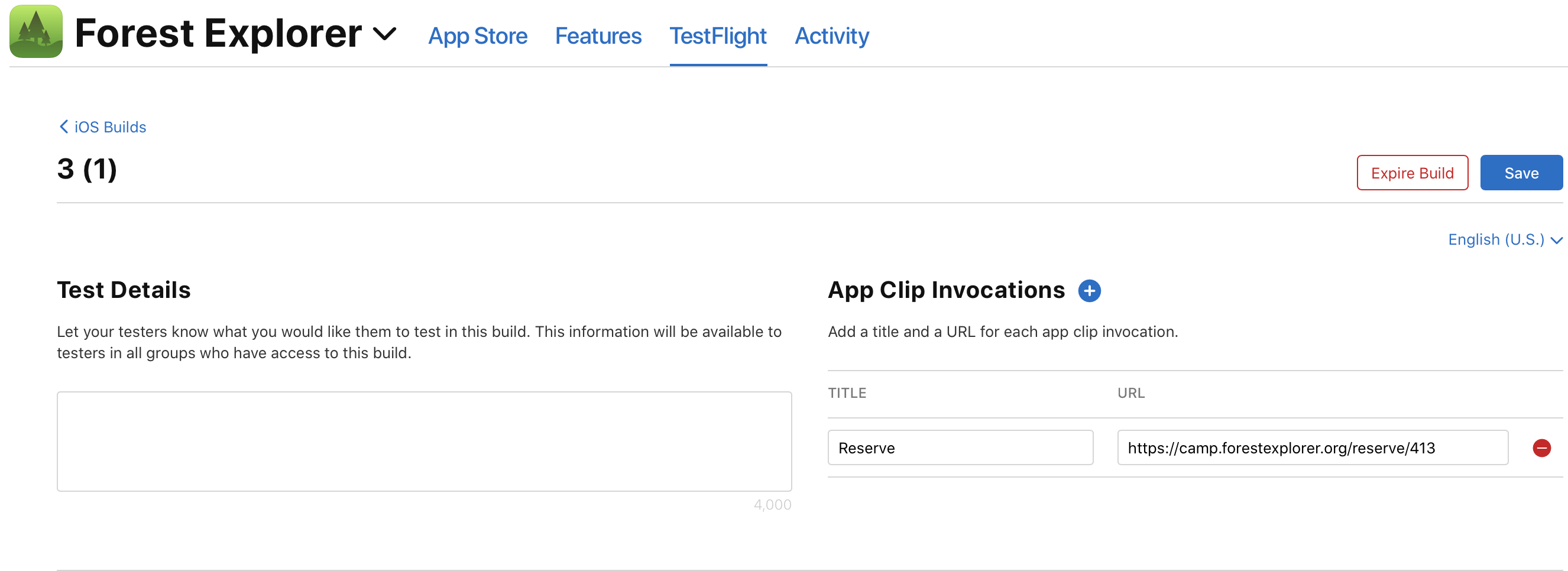 ビルドの詳細ページのスクリーンショット。「App Clipの呼び出し」セクションに、追加したApp Clipの呼び出しのリストが表示され、各呼び出しの横に「削除」ボタンが表示されています。